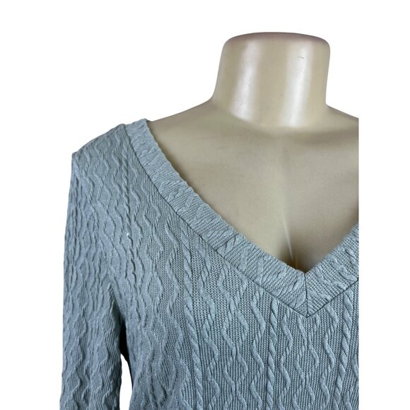 Dokotoo Womens Light Blue Knit Textured Long Sleeve V-Neck Mini Dress Sz M - New - Picture 4 of 9